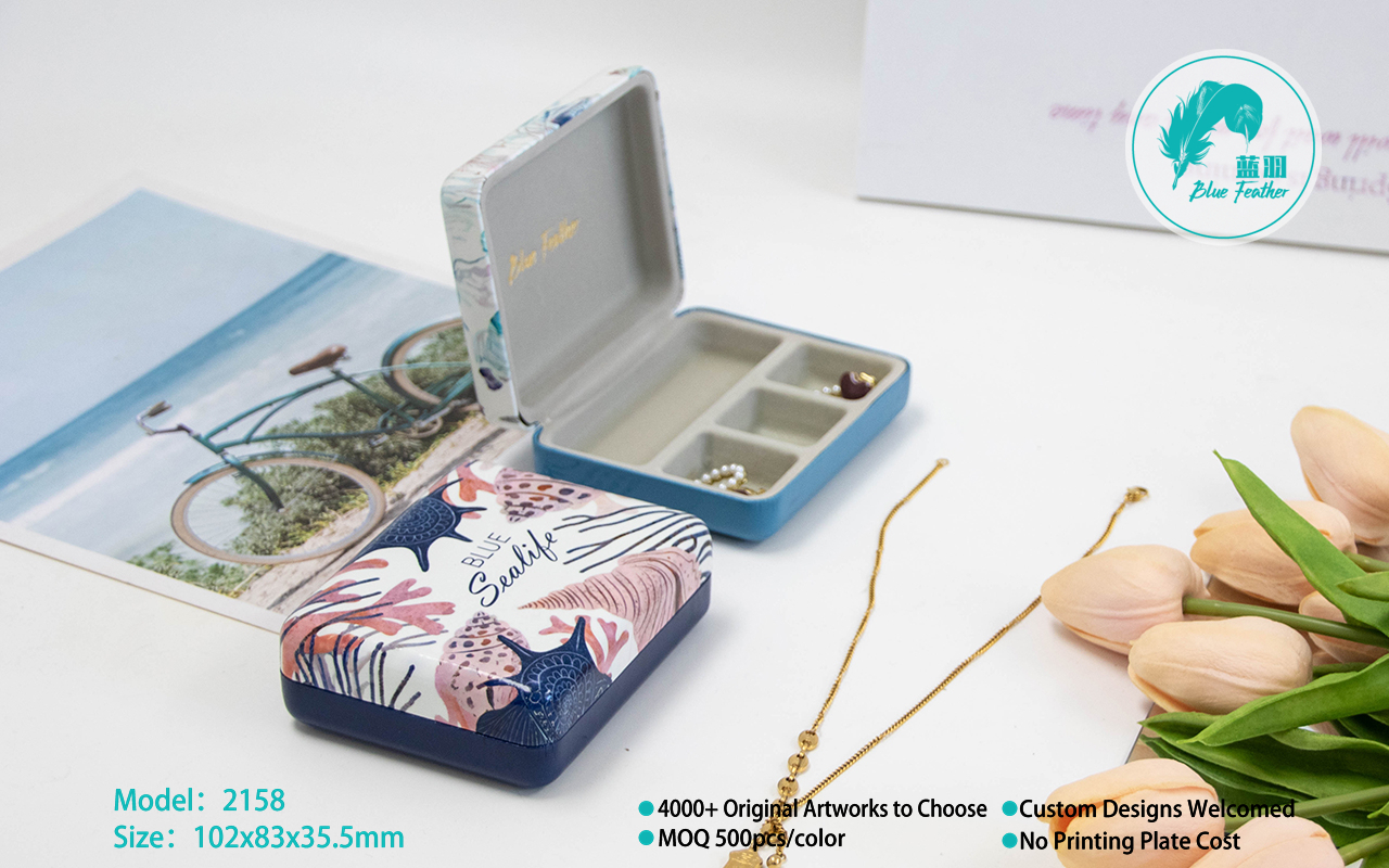 Ocean Inspired Decorative Jewelry Case Premium Quality Storage for Travel and Home